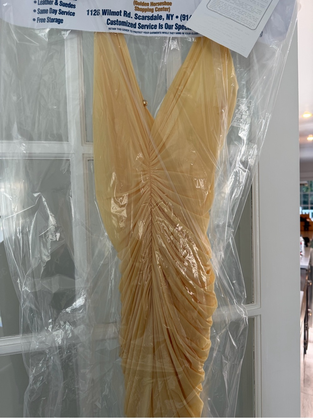 Ronny Kobo Yellow Ruched V-Neck Maxi Dress - Picture 4 of 11